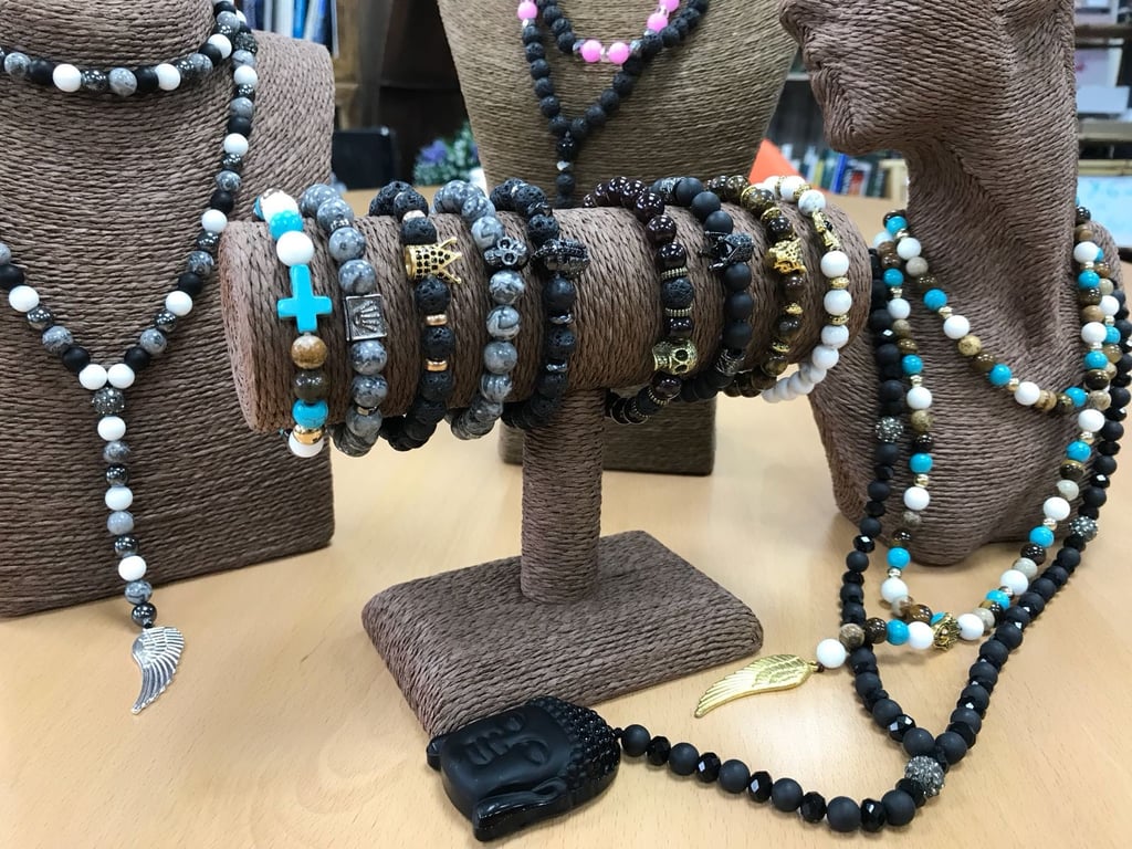 Turquoise Cross Gemstone Beaded Bracelet with Royal Beads - Fashion Jewelry