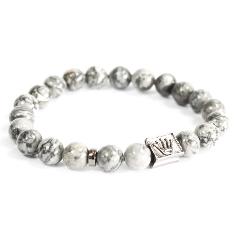 Grey Agate Gemstone Crown Ingot Fashion Bracelet - Elegant Home Decor Accessory