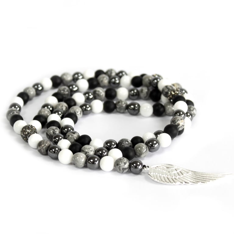 Gemstone Necklace - Angel Wing Grey Agate
