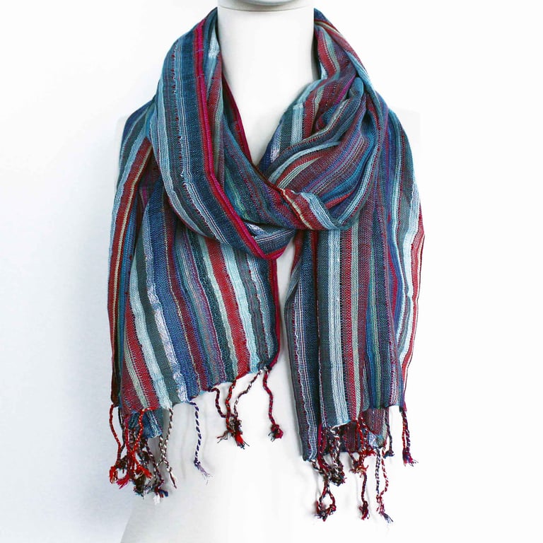 Indian Boho Scarves - 22x72cm Blue Fashion Accessories for Home Decor