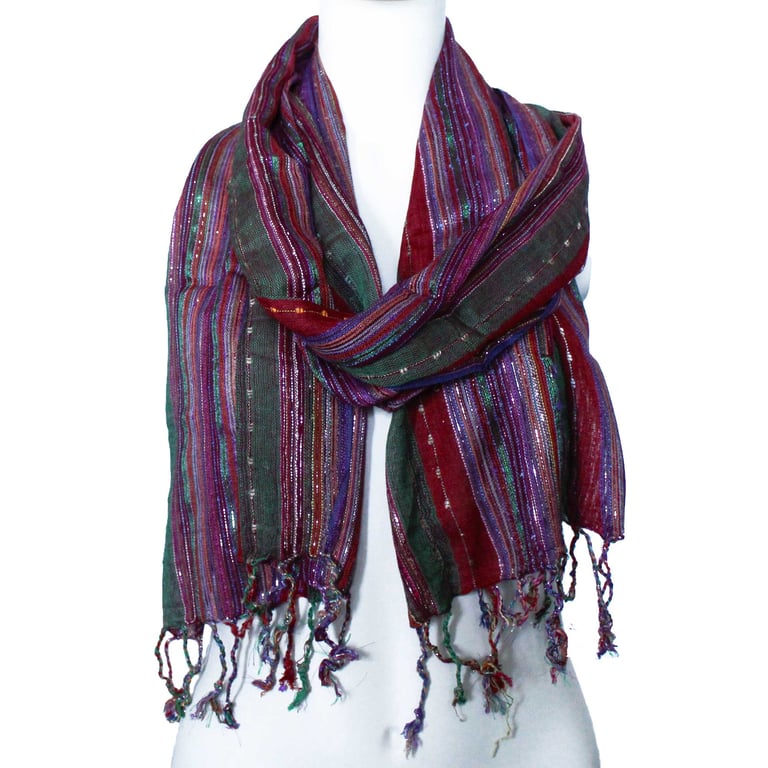 Indian Boho Scarves - 22x72cm Handmade Green Fashion Accessories for Home Decor