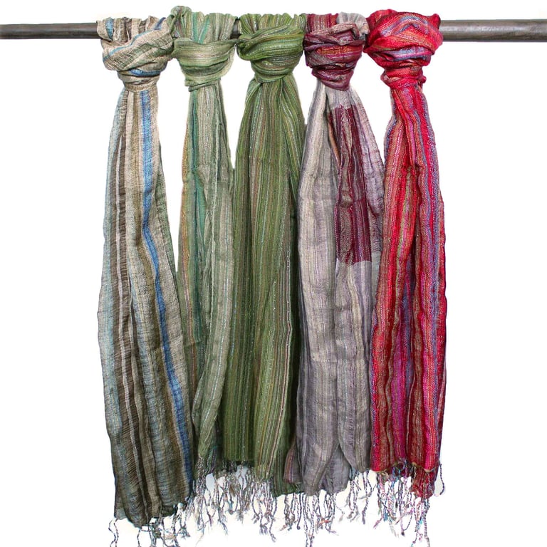 Indian Boho Scarves - 22x72cm Handmade Green Fashion Accessories for Home Decor