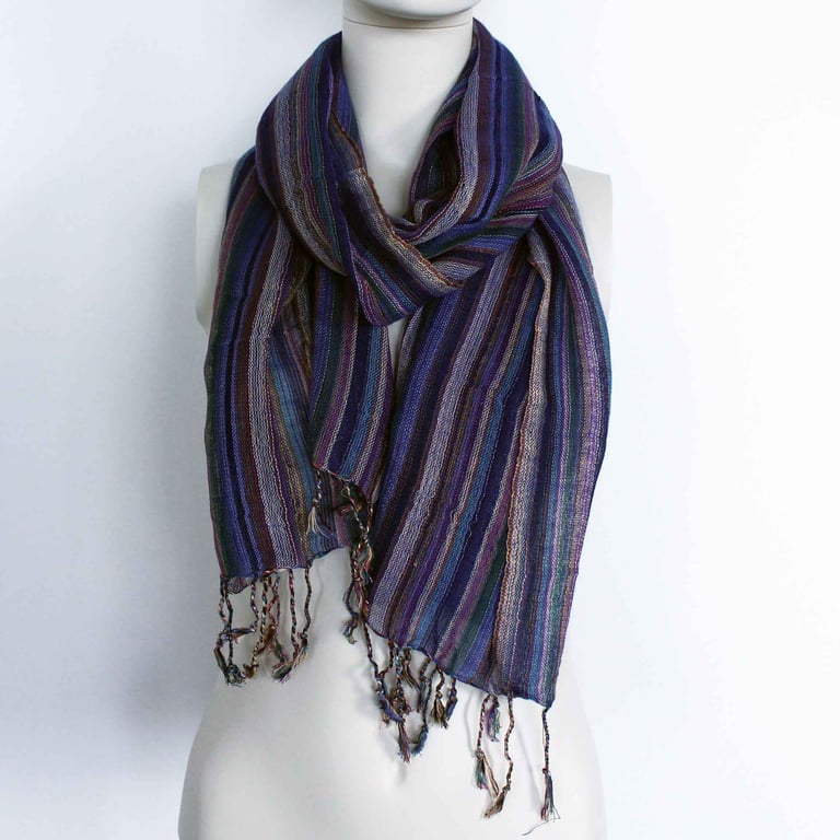 Indian Boho Scarves - Handmade with Gold Thread and Vibrant Colours, 22x72cm Large Size