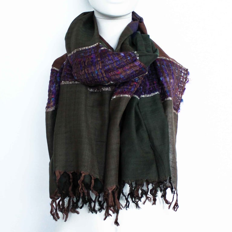 Lrg Indian Boho Scarves - Handmade 28x72cm Blue Bohemian Large Ethnic Wrap Scarf