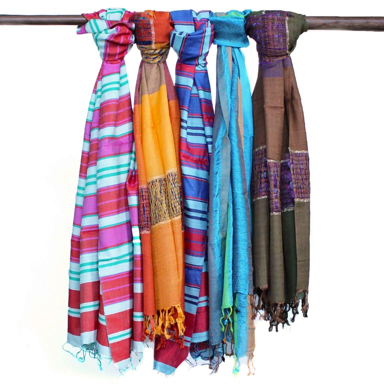 Lrg Indian Boho Scarves - Handmade 28x72cm Blue Bohemian Large Ethnic Wrap Scarf
