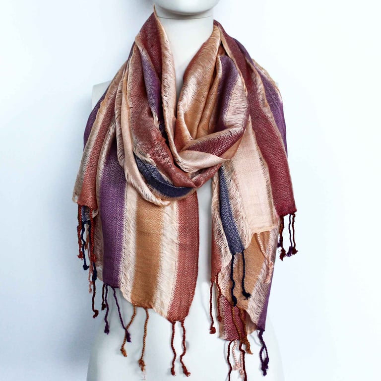 Large Indian Boho Scarves - Handmade, 28x72cm Green Bohemian Style Scarf