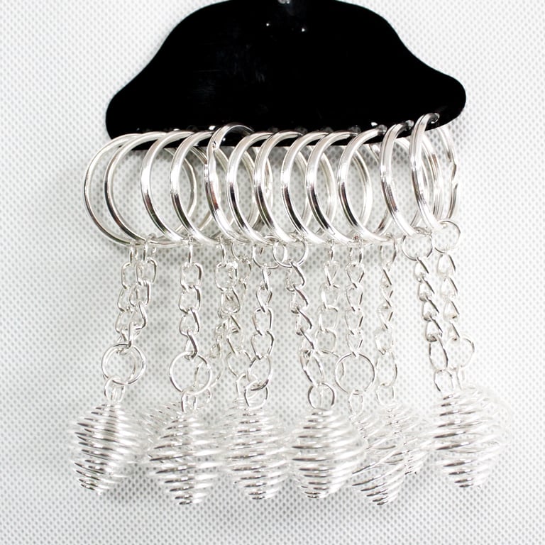 Spiral Cage Key-rings - 12 Piece Metal Spiral Keychain Set