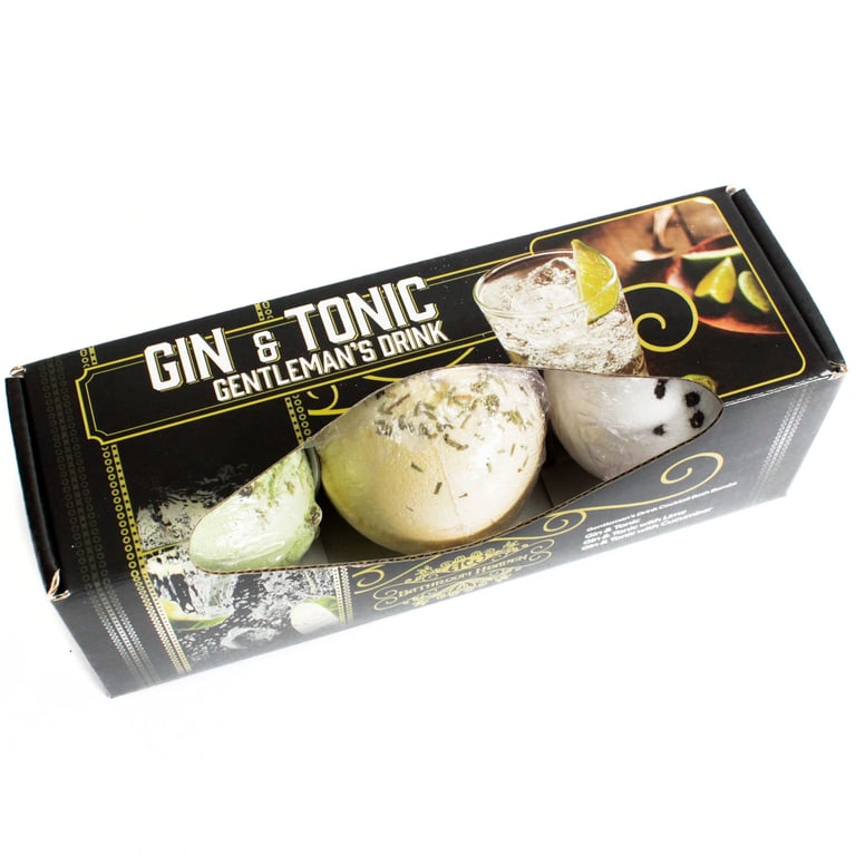 Set of 3 Citrus Scented Gin & Tonic Bath Bombs - Relaxing Gift Set for Soaking Bliss