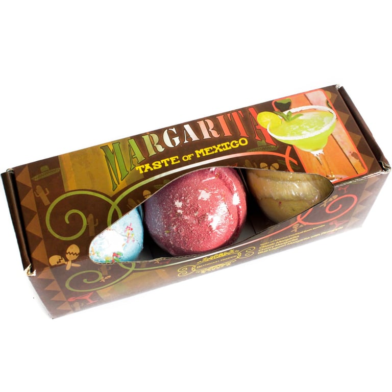 Margarita Bath Bomb Set - 3 Relaxing Citrus Scented Bombs, Gift Perfect for Self-Care and Spa Nights