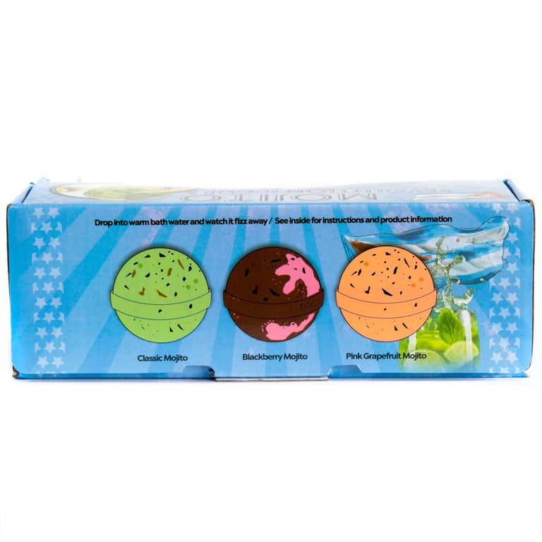Mojito Bath Bombs 3-Pack - Citrus Scented Relaxation & Fruity Bliss in Every Bubble