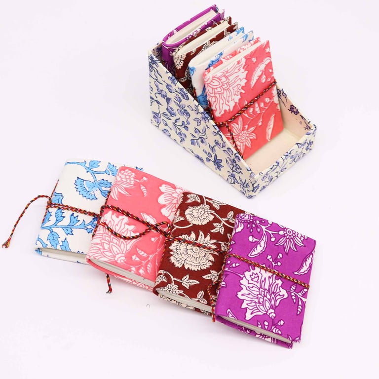 Floral Print Cotton Bound Notebooks 7x10cm - Stationery Essentials