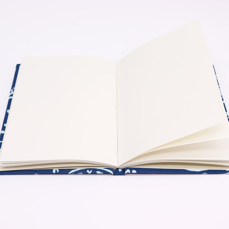 Cotton Bound Notebooks 20x15cm - 96 Page Notebook with Indigo Fish Cover