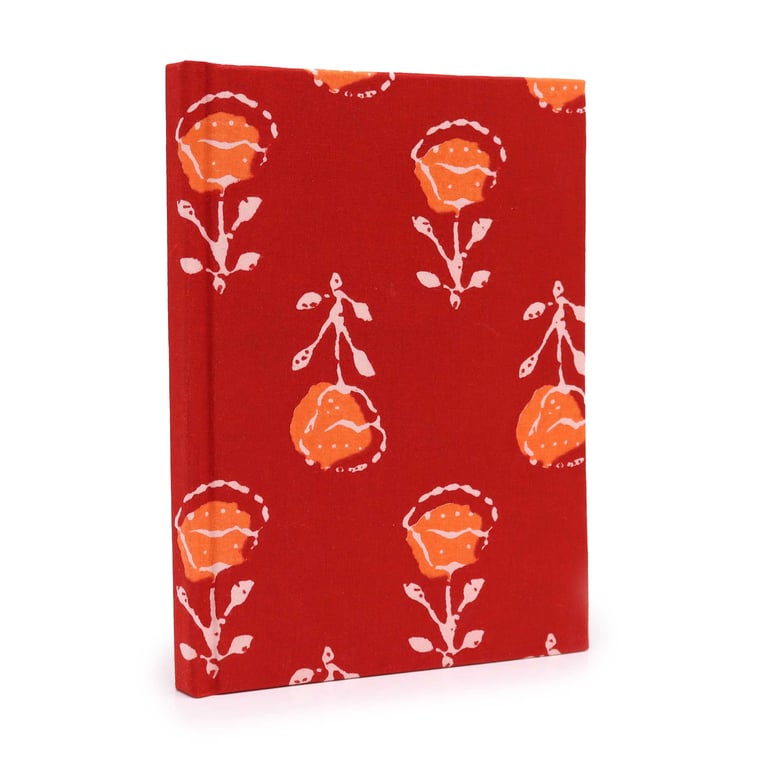Cotton Bound Notebooks - 96 Page A5 Rose Patterned Journal Notebook, Cotton Paper Binding, 20x15cm Size
