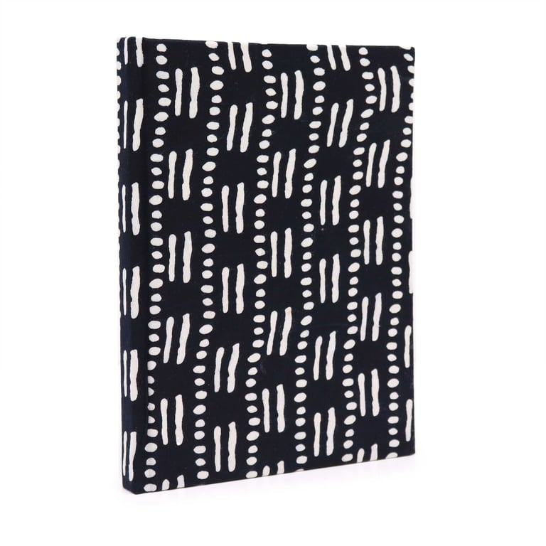Cotton Bound Notebooks 20x15cm - 96 Page Dotted Lined Notebook with Black Dots and Dashes