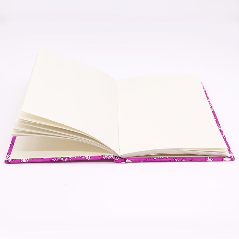 Cotton Bound Notebooks - 20x15cm, 96 Page Antique Fuchia Notebook with Cotton Paper
