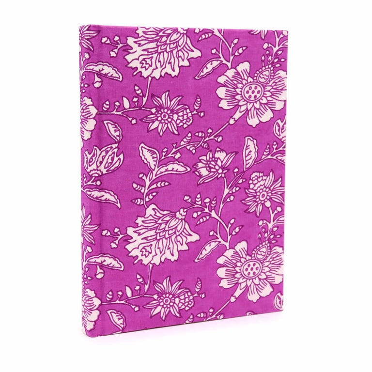 Cotton Bound Notebooks - 20x15cm, 96 Page Antique Fuchia Notebook with Cotton Paper