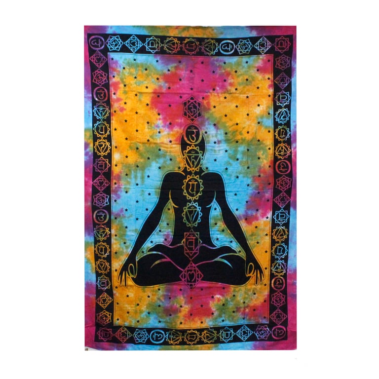 Cotton Bedspread & Wall Hanging - Chakra Buddha Design - Premium Quality