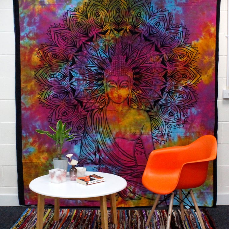 Cotton Bedspread & Wall Hanging - Peaceful Buddha Design - Premium Quality