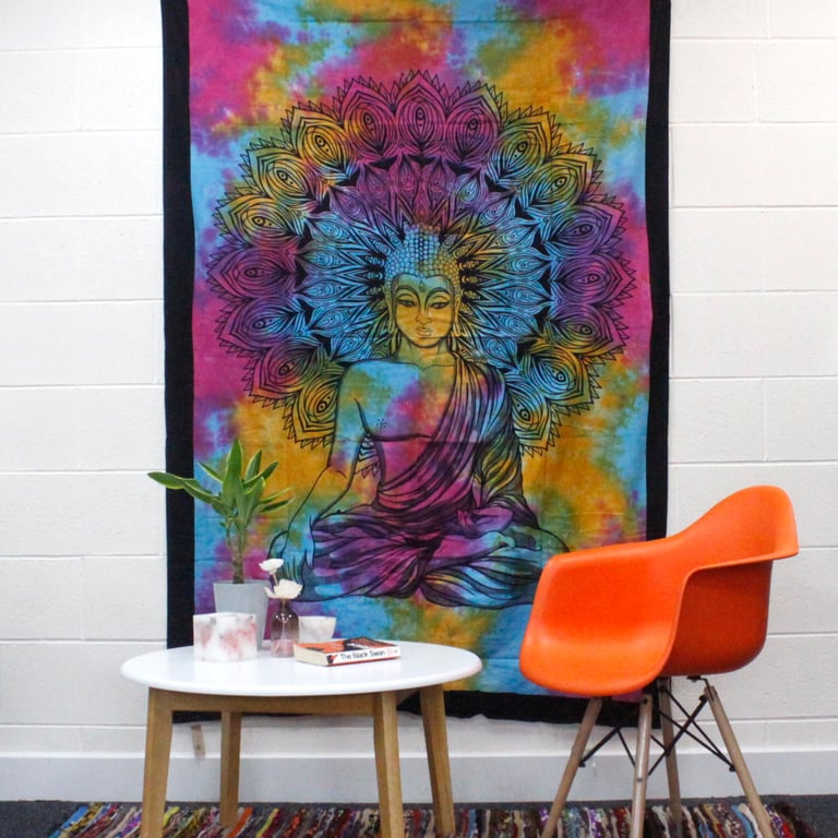 Peaceful Buddha Cotton Bedspread and Wall Hanging Home Decor