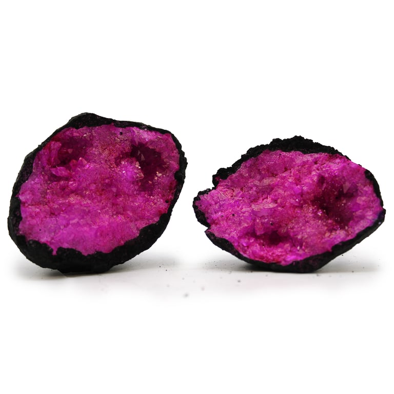 Calsite Geodes (Black Rock, Dark Red/Pink) - Unique Decorative Rocks
