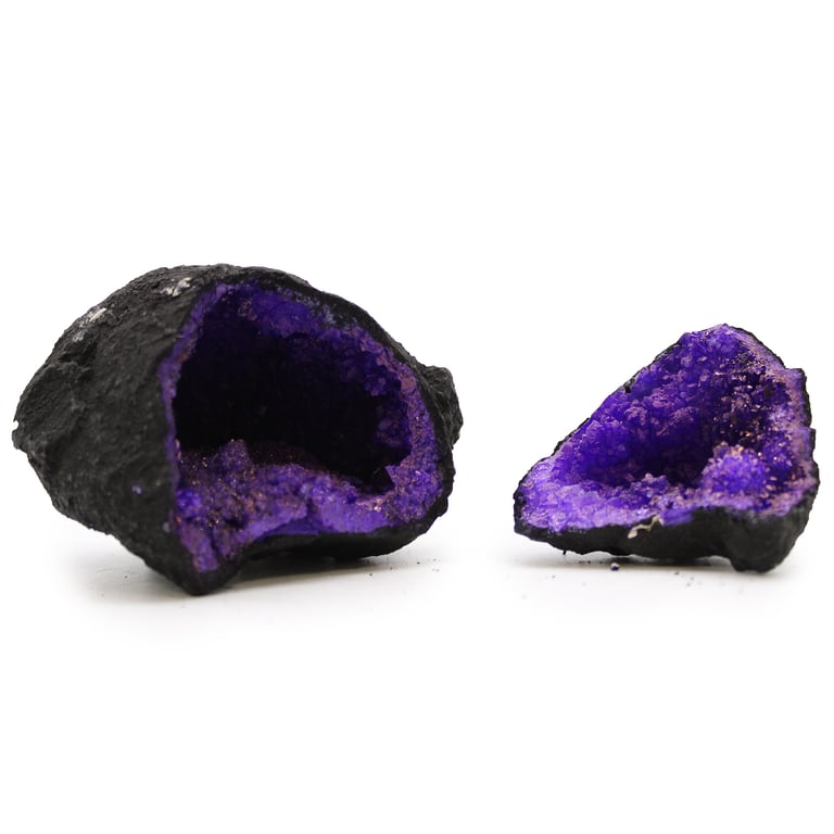 Coloured Calsite Geodes (Black Rock, Purple) - Unique Decorative Stones