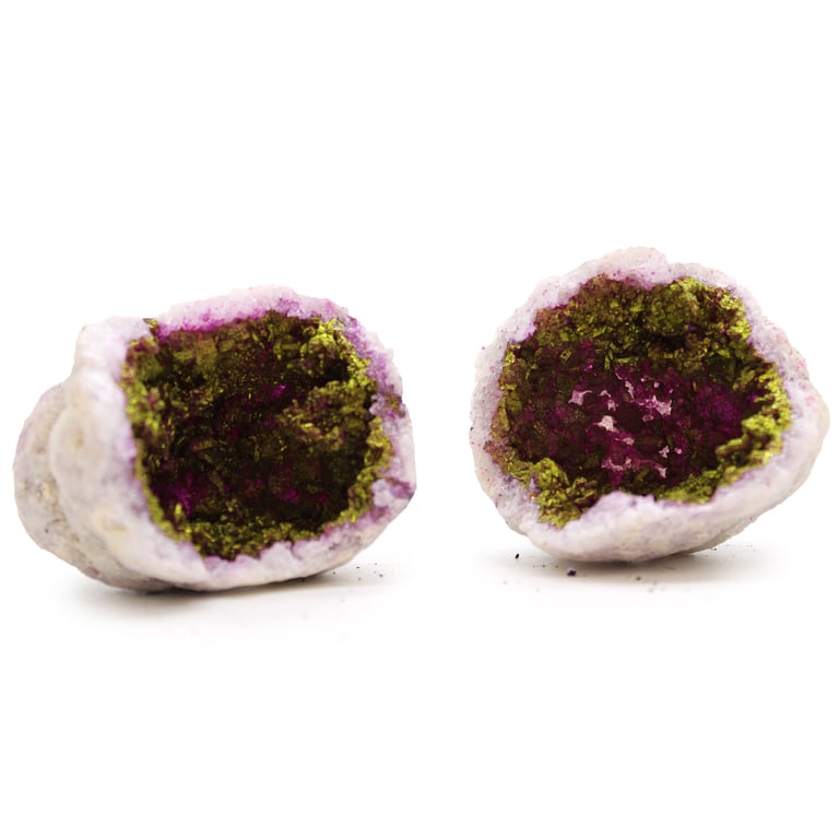Natural Pink & Gold Coloured Calsite Geodes