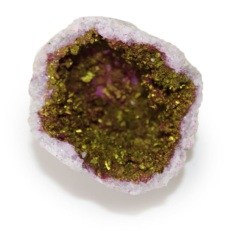Natural Pink & Gold Coloured Calsite Geodes
