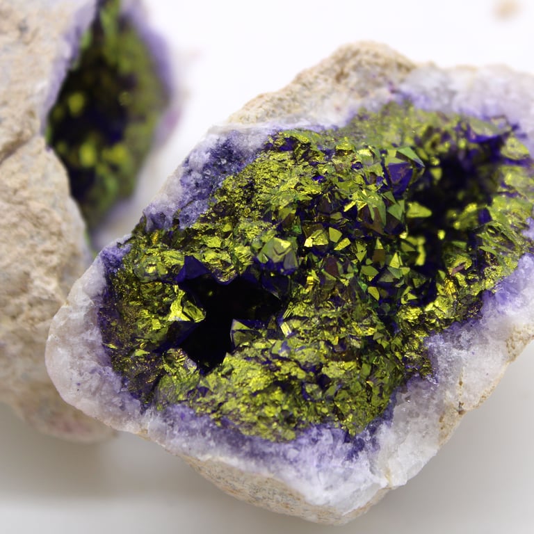Natural Purple & Gold Coloured Calsite Geodes - Unique Decorative Rocks