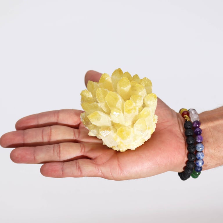 Yellow Ghost Quartz Cluster - Natural Quartz Crystal Brand Name
