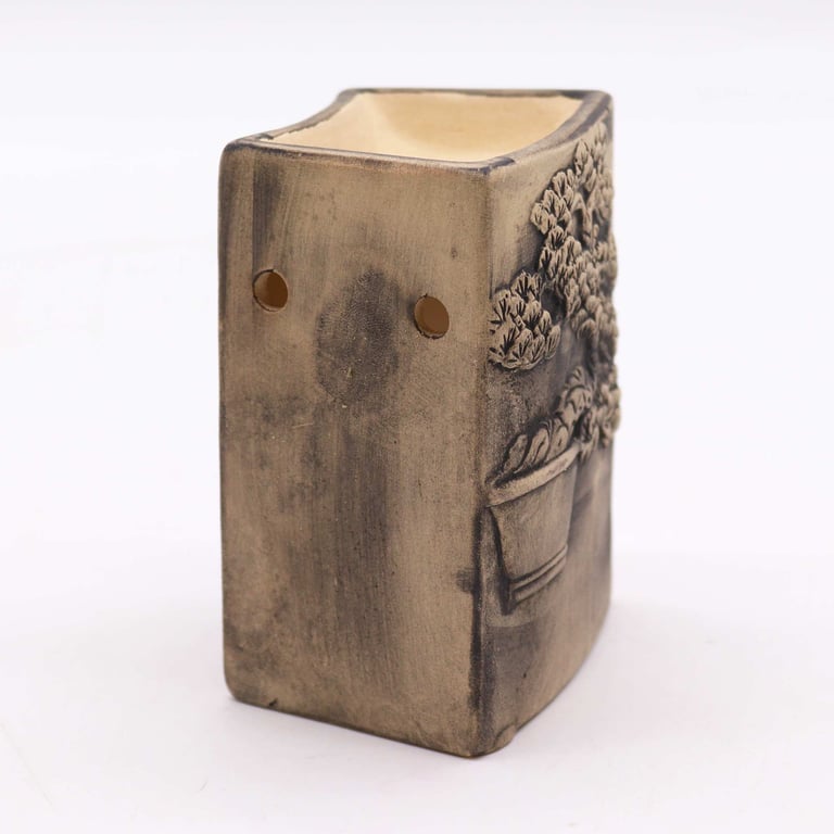 Hand Painted Bonsai Slate Burner - Artisanal Ceramic Planter Holder for Indoor Decoration
