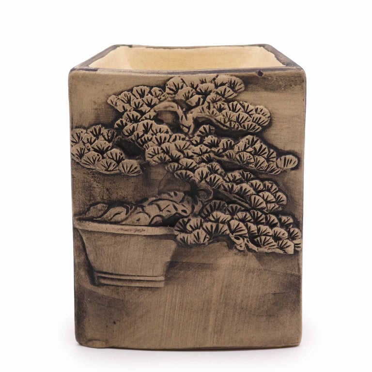 Hand Painted Bonsai Slate Burner - Artisanal Ceramic Planter Holder for Indoor Decoration