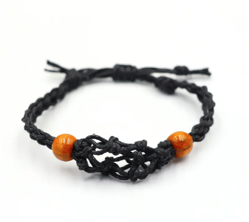 Black Gemstone Bracelet Cord - Crystal Beaded Jewelry for Women
