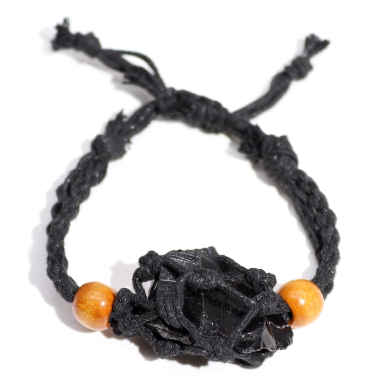 Black Gemstone Bracelet Cord - Crystal Beaded Jewelry for Women