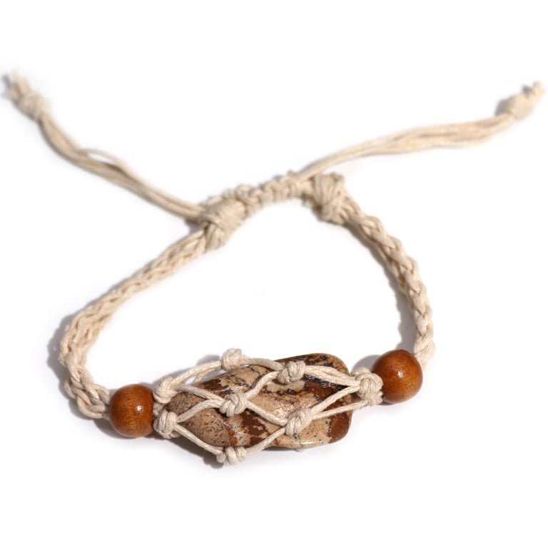 Natural Gemstone Bracelet - Handcrafted Cord Jewelry with Crystal Accents