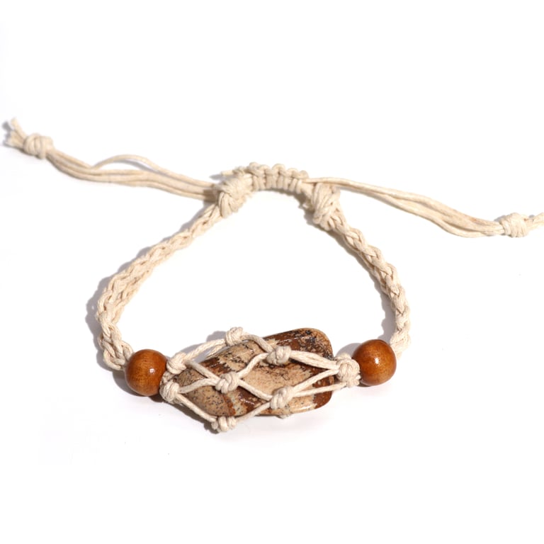 Natural Gemstone Bracelet - Handcrafted Cord Jewelry with Crystal Accents