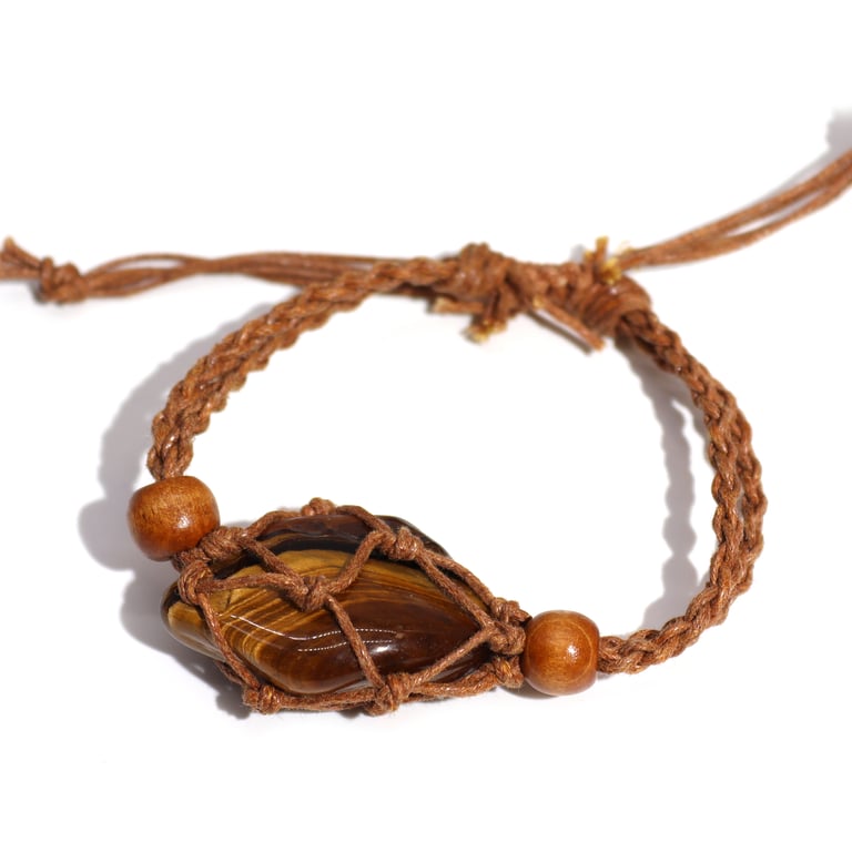 Brown Gemstone Beaded Bracelet Cord - Handcrafted Natural Gemstone Jewelry