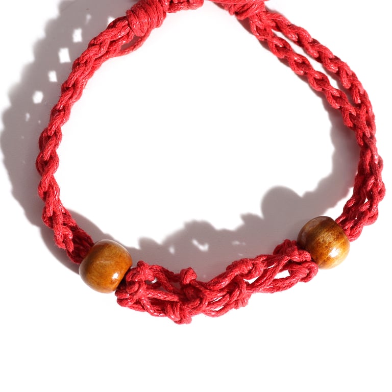 Red Gemstone Cord Beaded Crystal Bracelet
