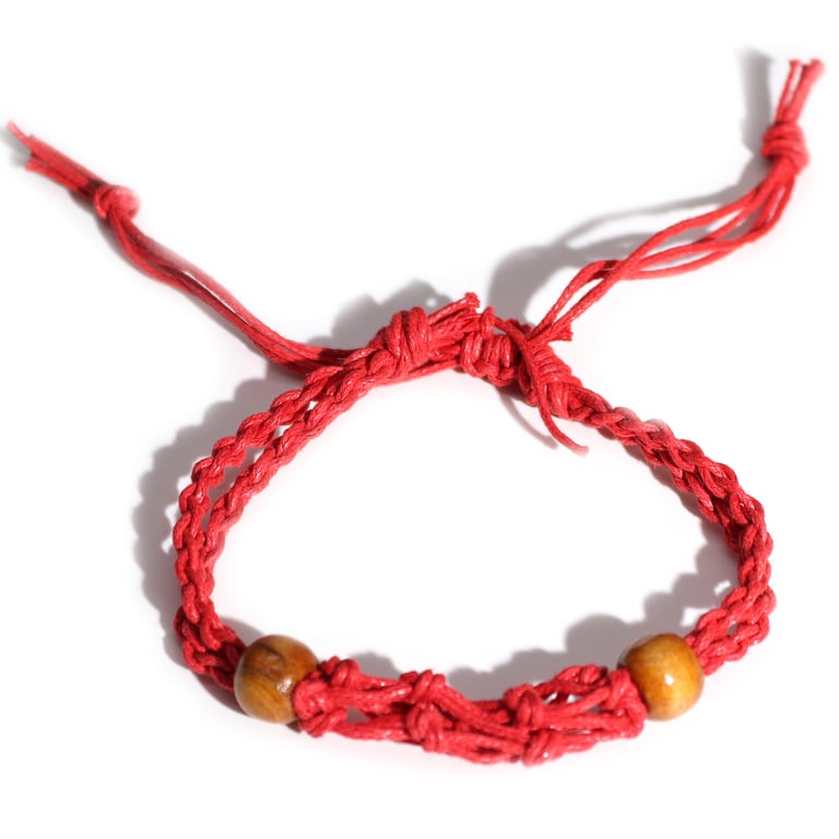 Red Gemstone Cord Beaded Crystal Bracelet