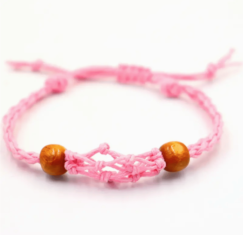 Handmade Pink Gemstone Beaded Bracelet Cord - Jewelry Accessory