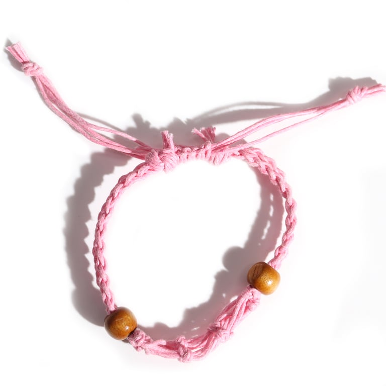 Handmade Pink Gemstone Beaded Bracelet Cord - Jewelry Accessory