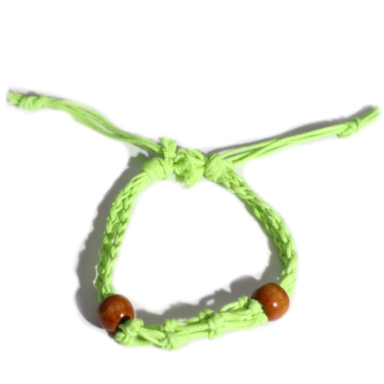 Handcrafted Green Gemstone Beaded Jewelry Bracelet Cord