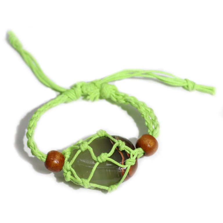 Handcrafted Green Gemstone Beaded Jewelry Bracelet Cord