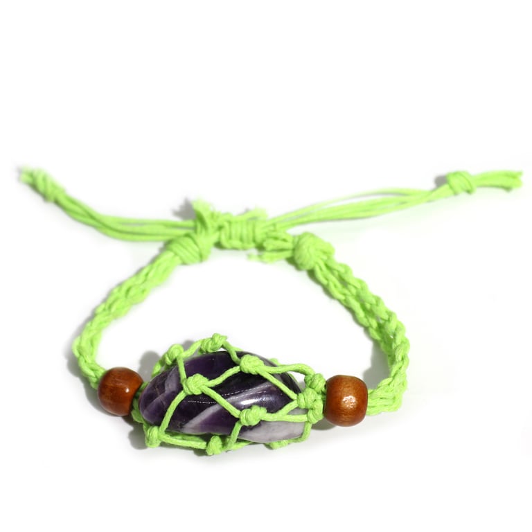 Handcrafted Green Gemstone Beaded Jewelry Bracelet Cord