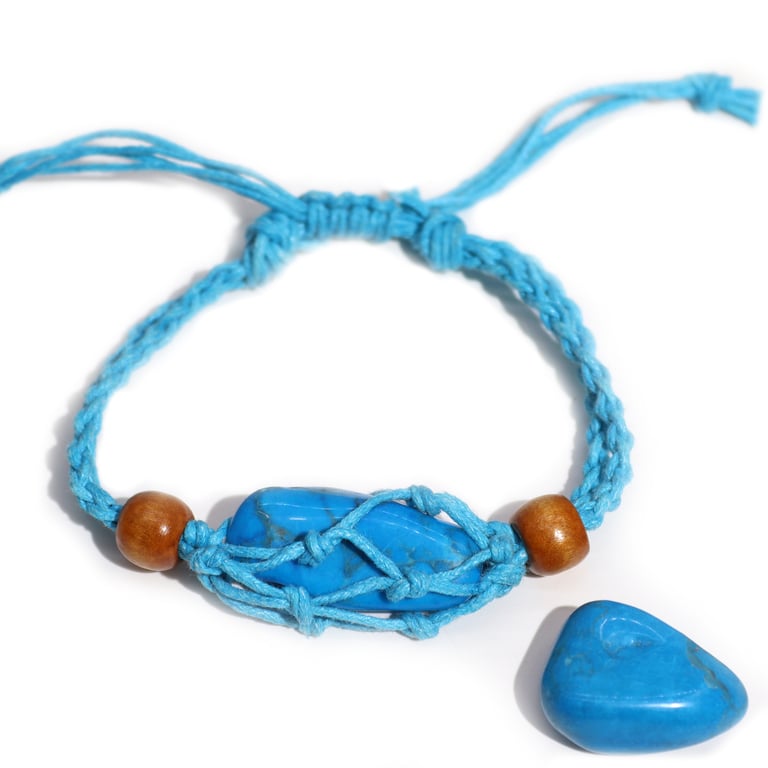 Blue Gemstone Bracelet Cord - Handcrafted Jewelry Accessory