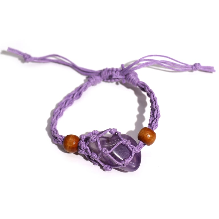 Handmade Purple Gemstone Beaded Bracelet Cord - Jewelry Fashion Accessory