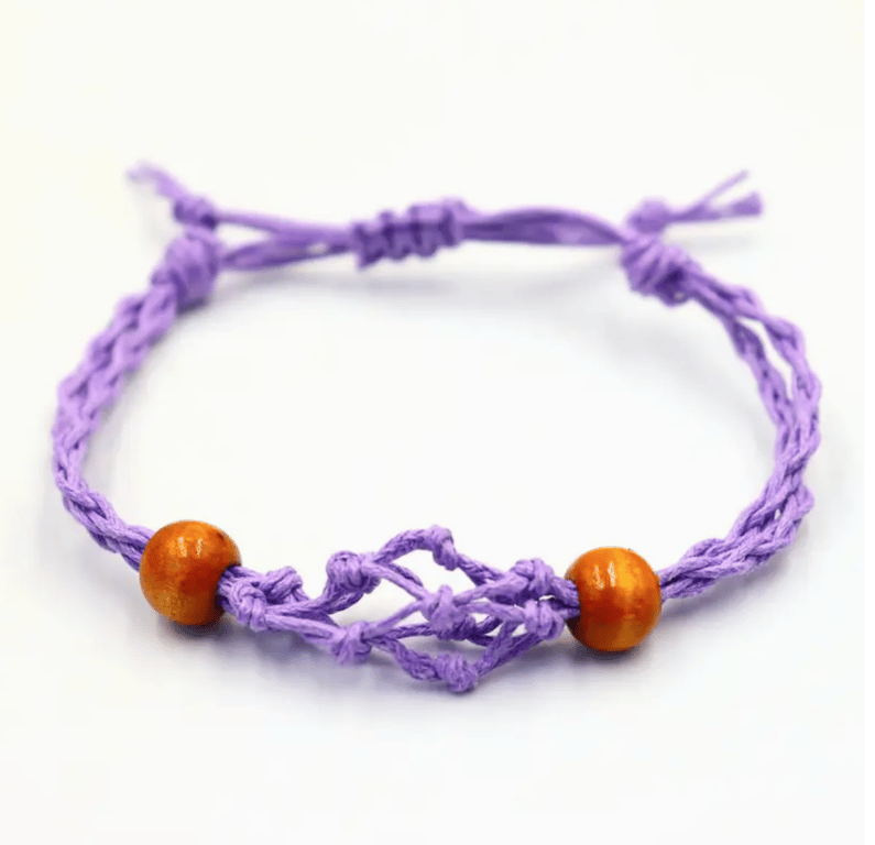 Handmade Purple Gemstone Beaded Bracelet Cord - Jewelry Fashion Accessory