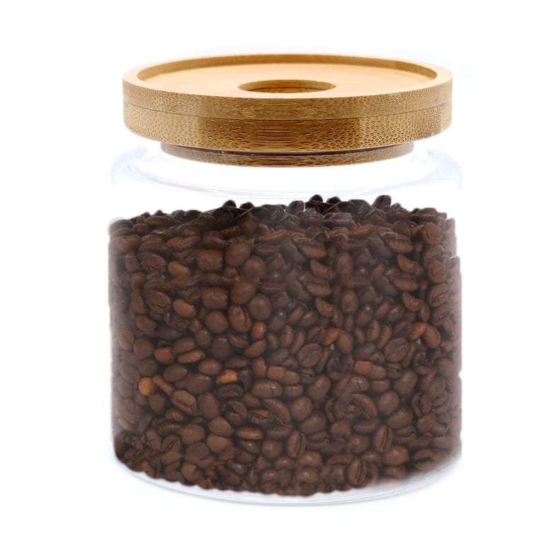 Cottage Bamboo Glass Storage Jar - 10cm Rustic Kitchen Container