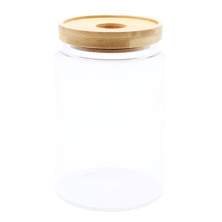 Rustic Cottage Bamboo Glass Storage Jar - 15cm