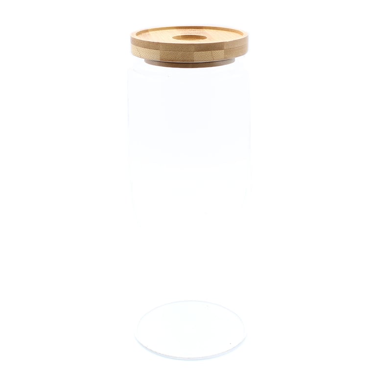 Cottage Bamboo Glass Jar - 25cm Eco-Friendly Home Decor Storage Container
