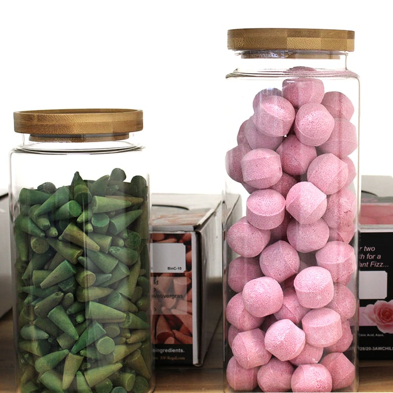 Cottage Bamboo Glass Jar - 25cm Eco-Friendly Home Decor Storage Container